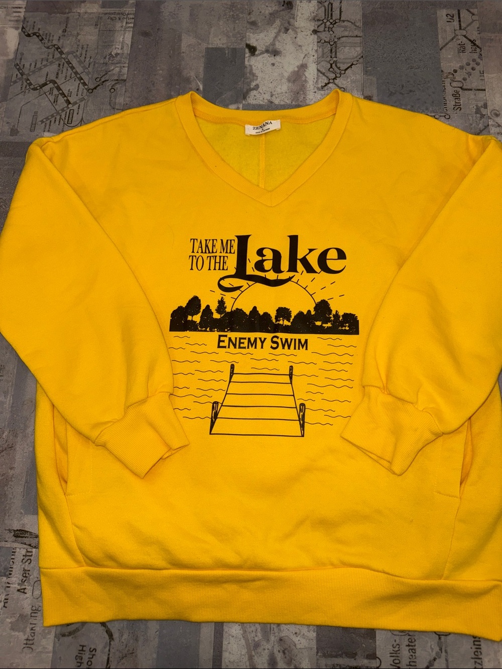 Zenana Outfitters Yellow Lake Graphic Swim Pullover